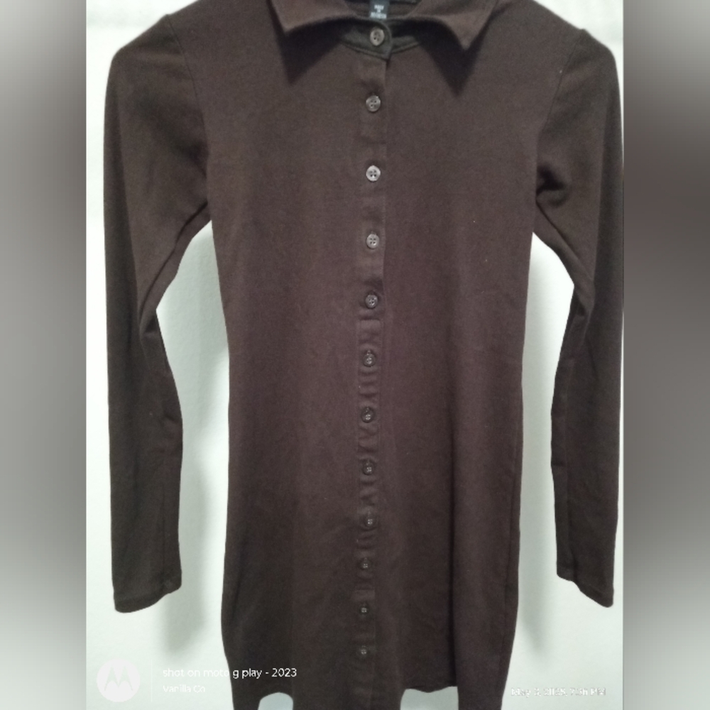 Motel Rocks Women's Luiza Mini Dress in Rib Bitter Chocolate Brown Size XS - Picture 6 of 6